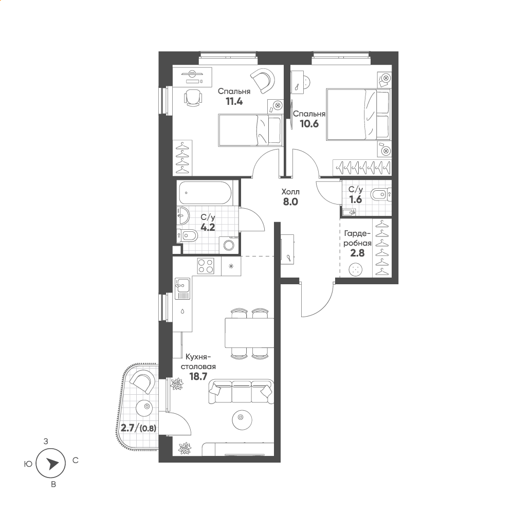 План с мебелью