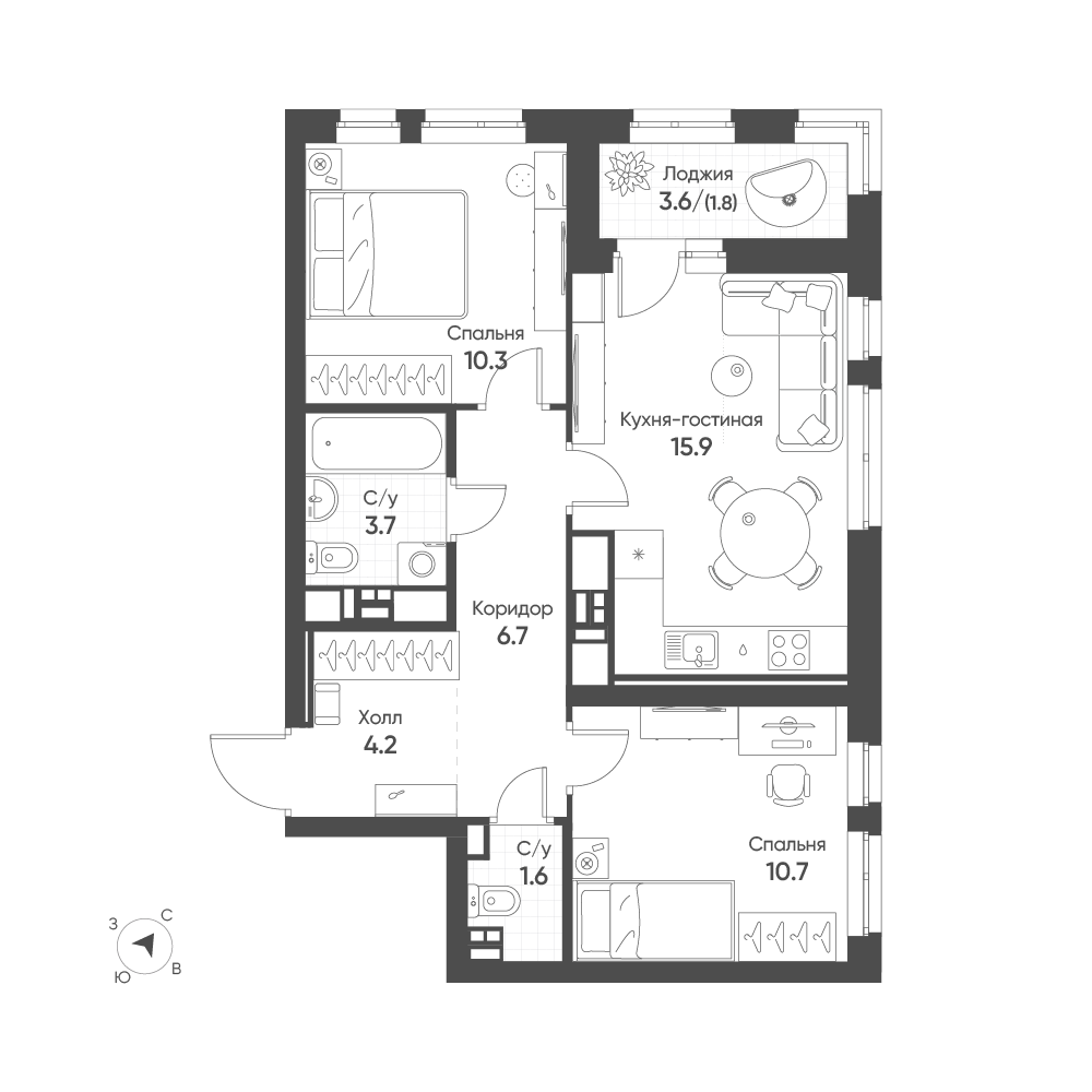 План с мебелью