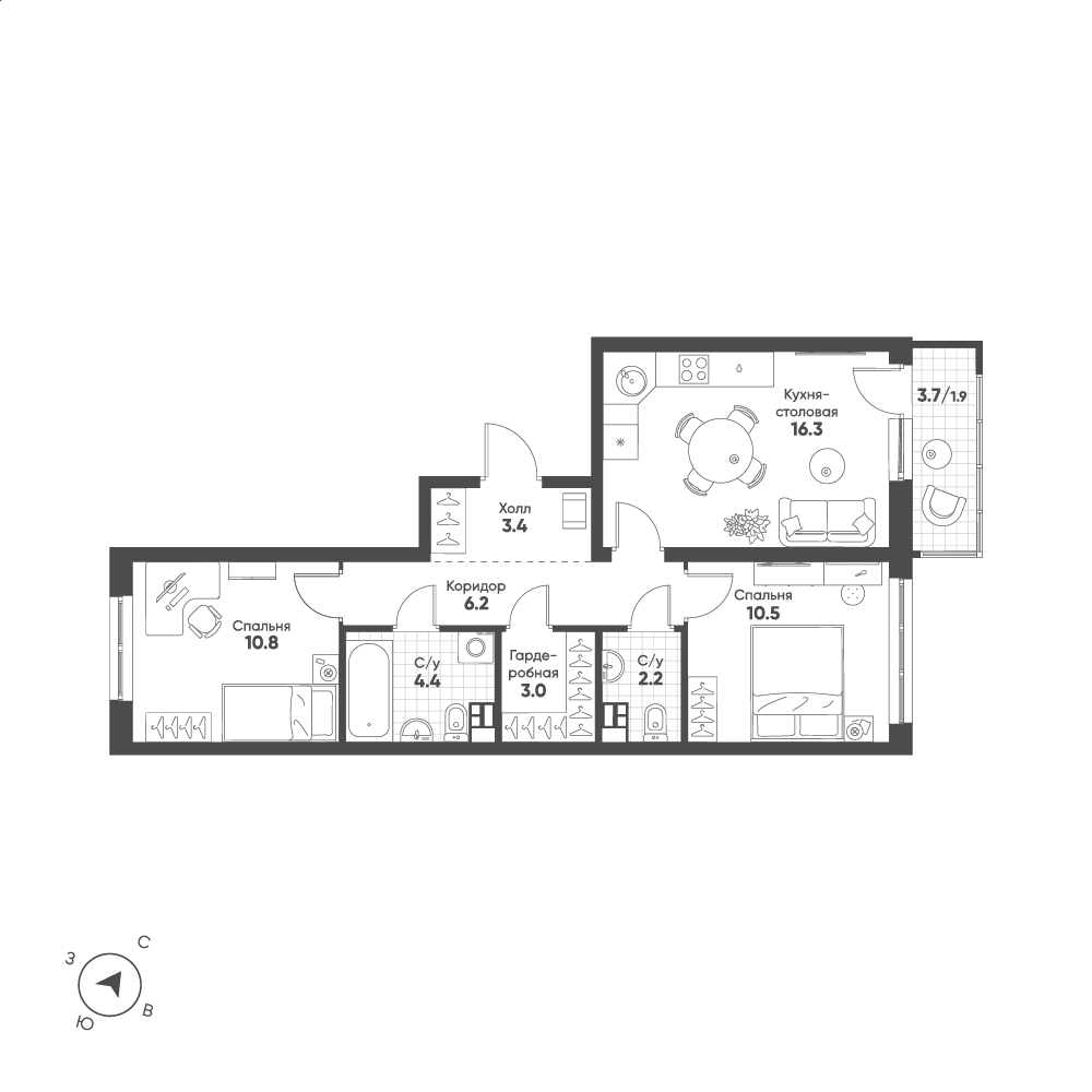 План с мебелью