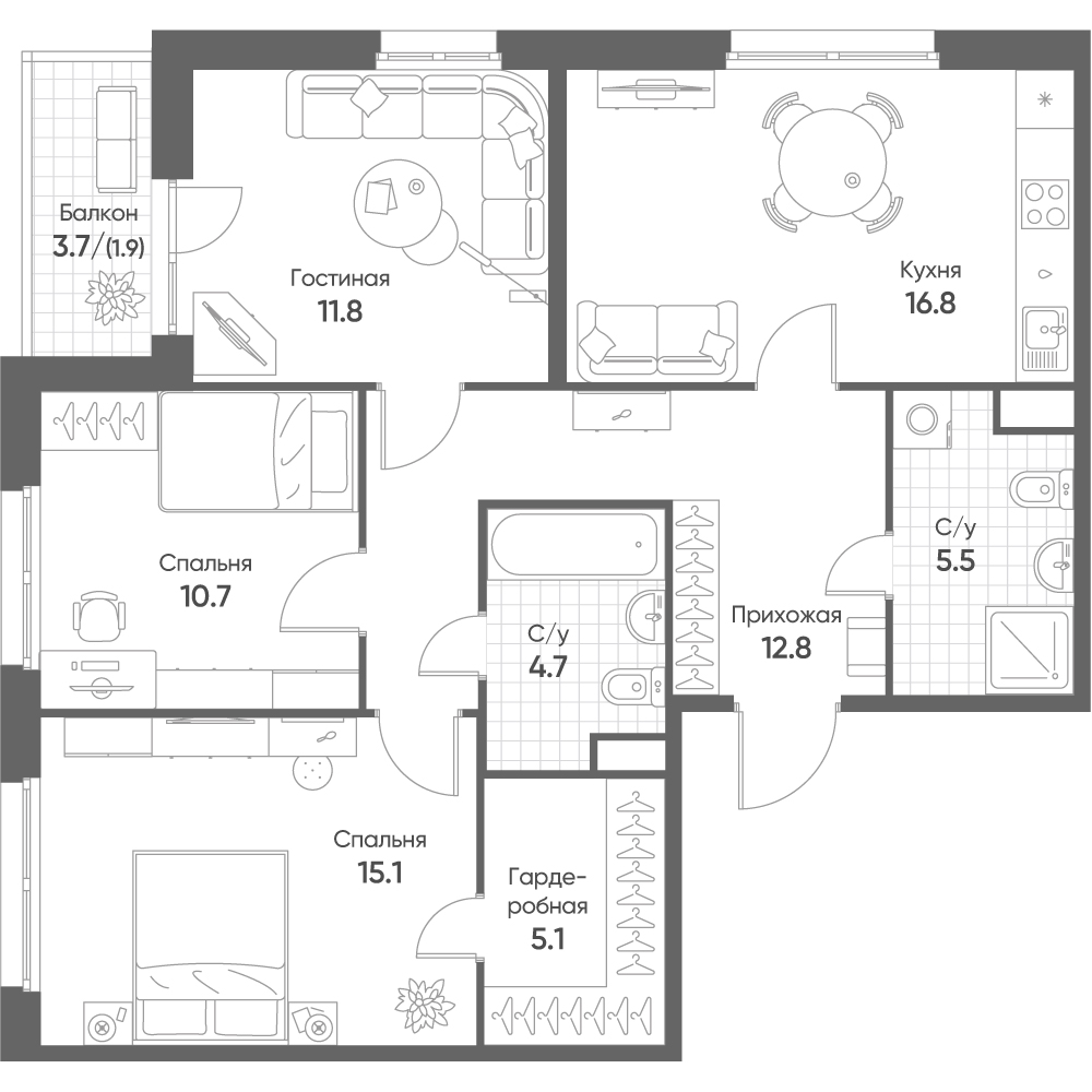 План с мебелью