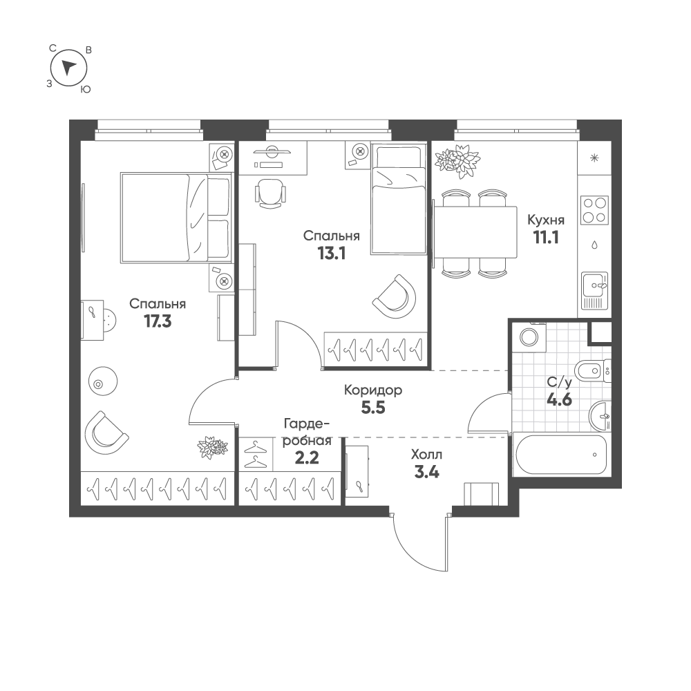 План с мебелью