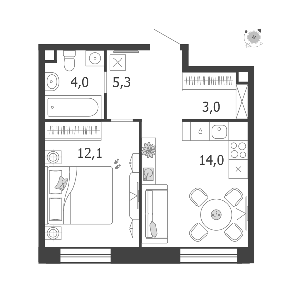 План с мебелью