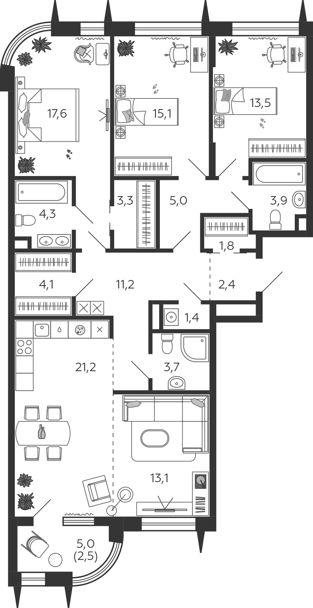 План с мебелью