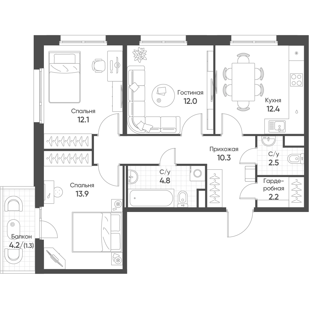 План с мебелью