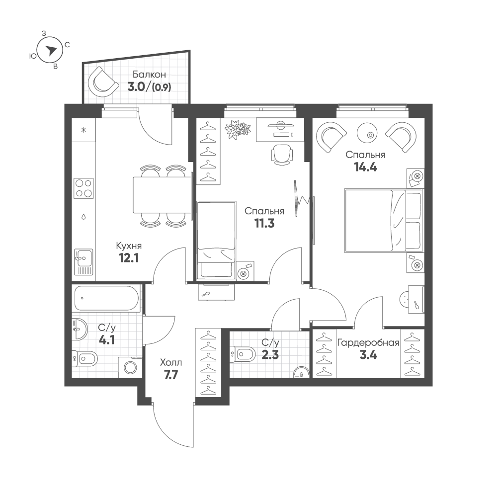 План с мебелью