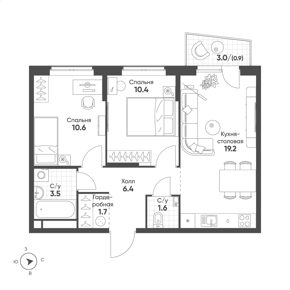 План с мебелью