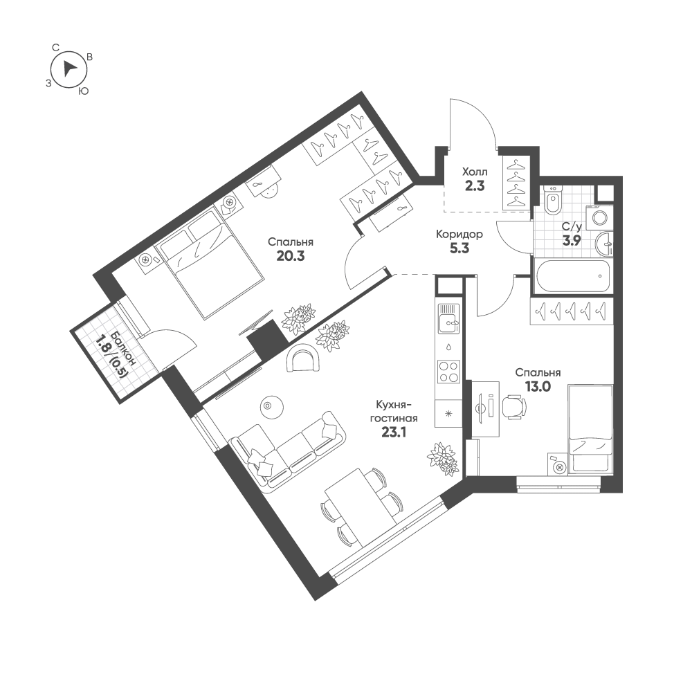 План с мебелью