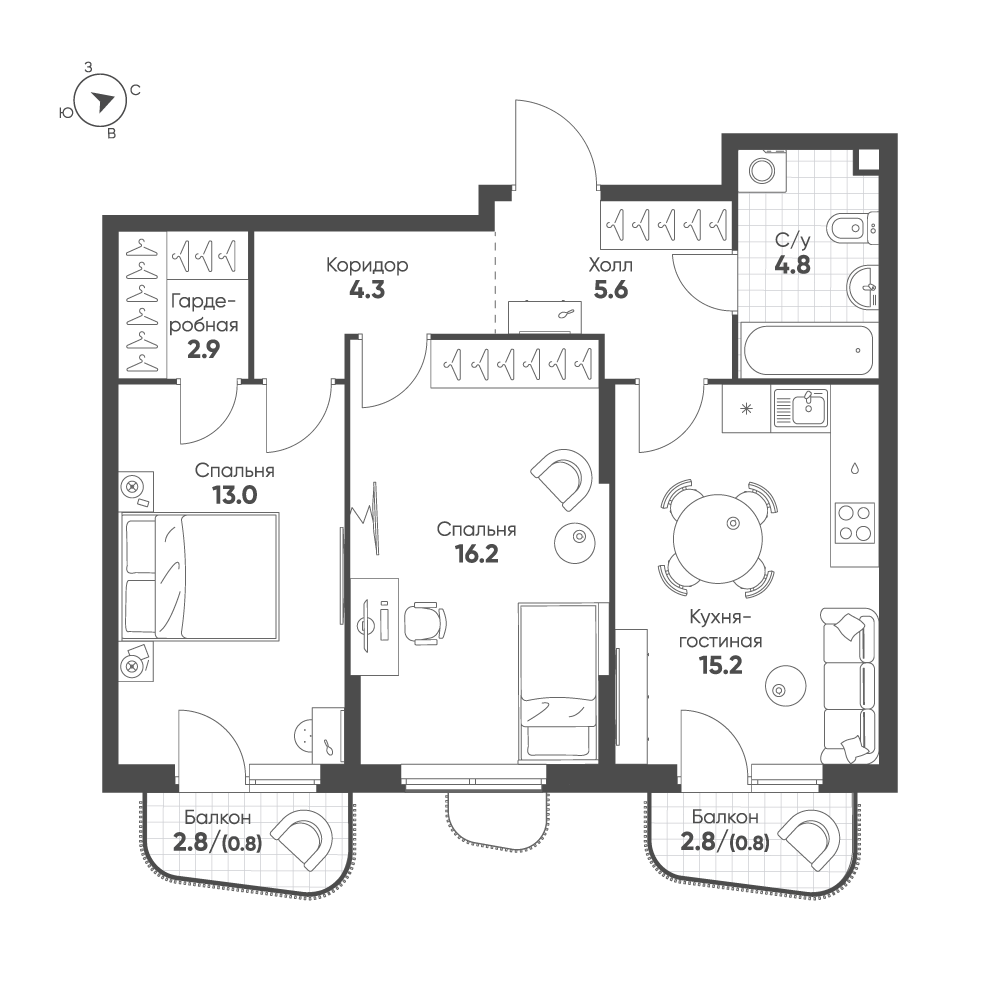 План с мебелью