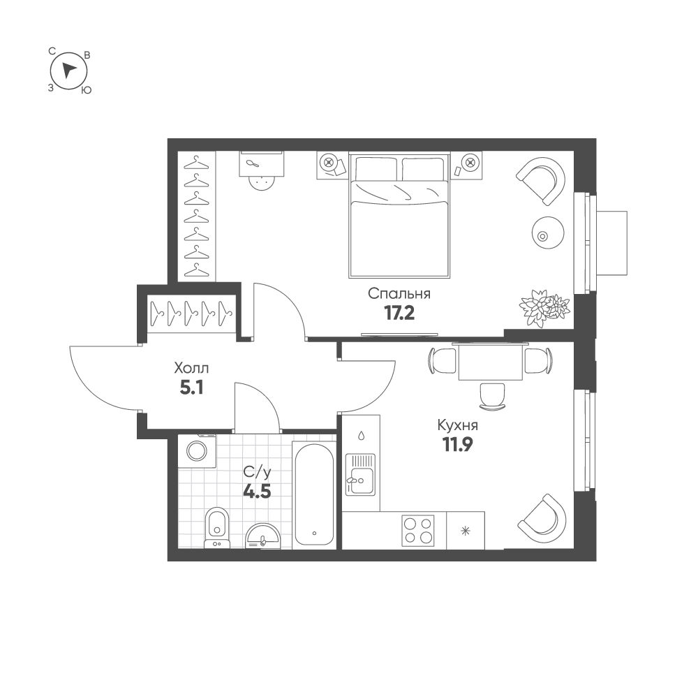 План с мебелью