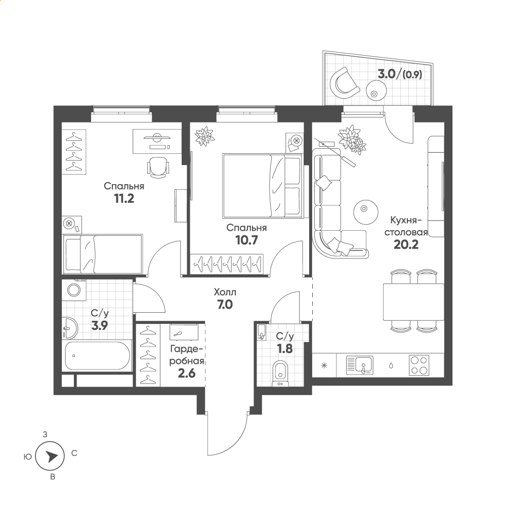 План с мебелью