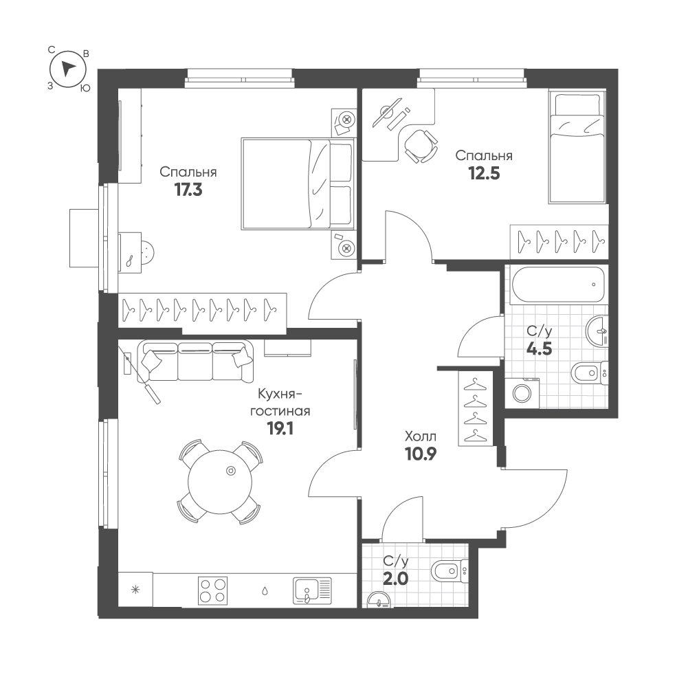 План с мебелью