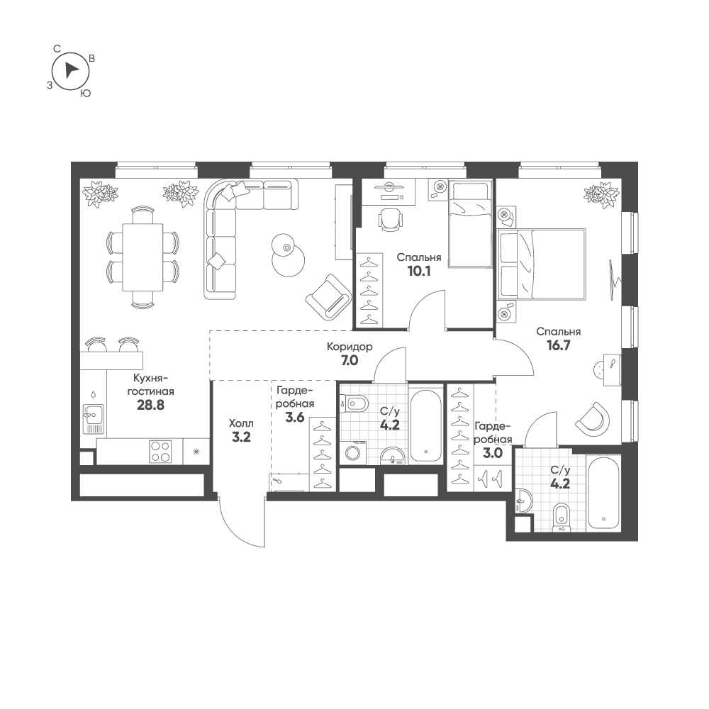 План с мебелью