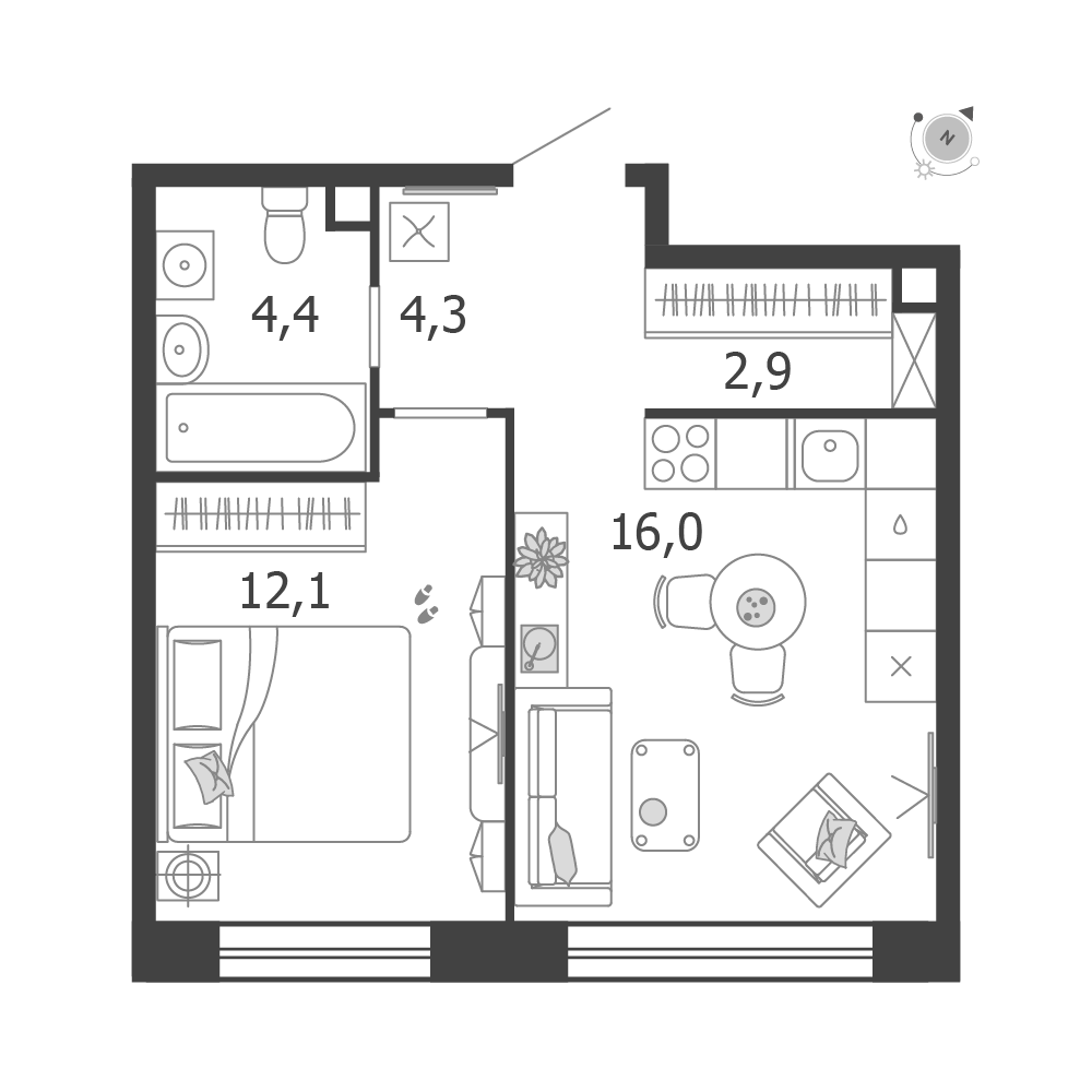 План с мебелью