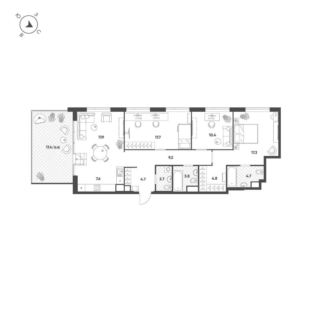 План с мебелью