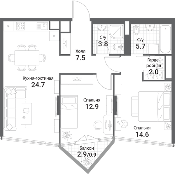 План с мебелью