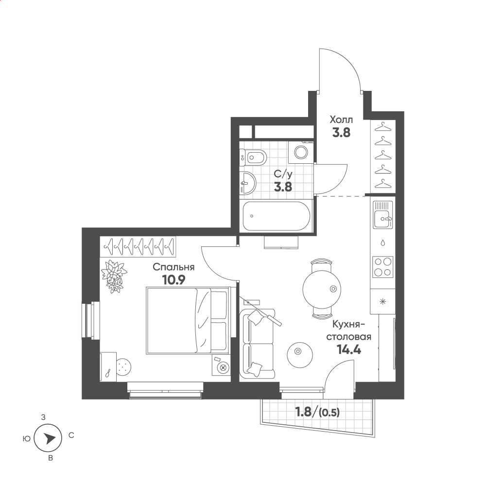 План с мебелью