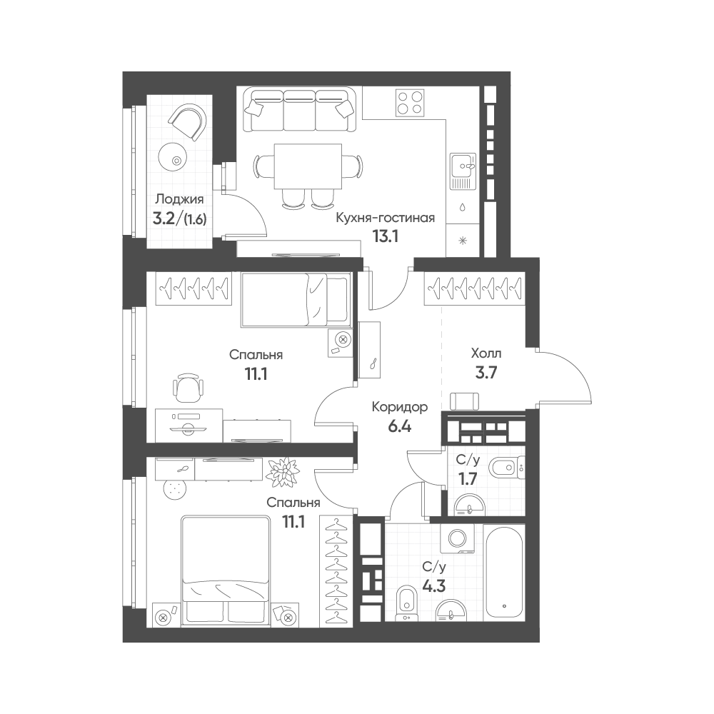 План с мебелью