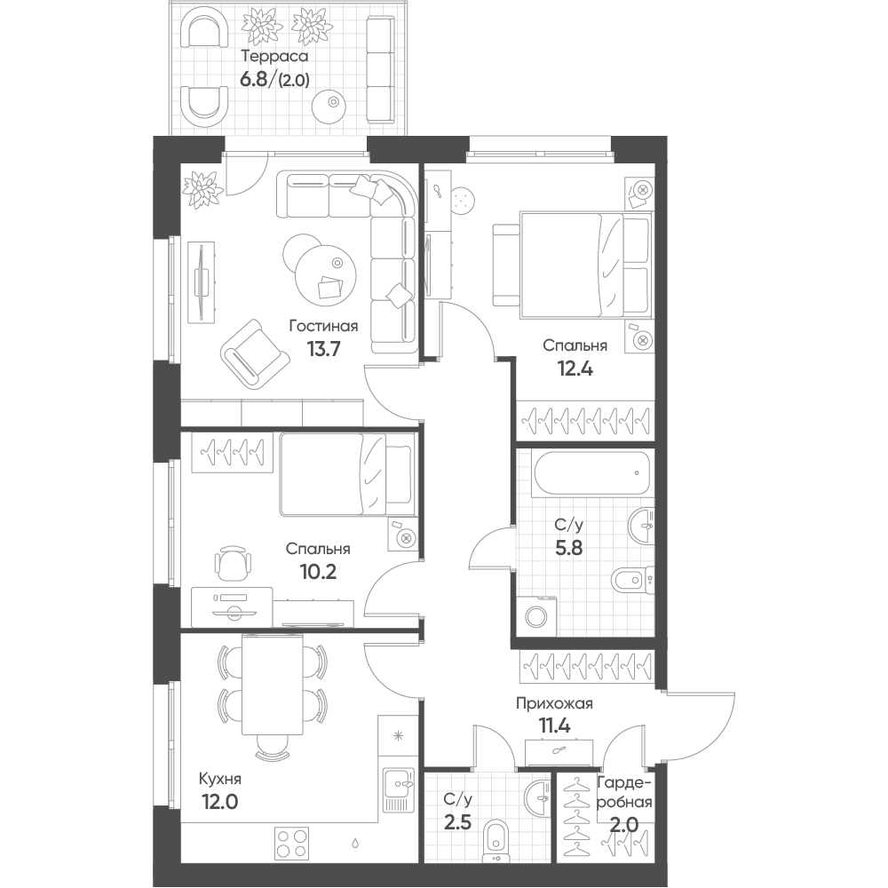 План с мебелью