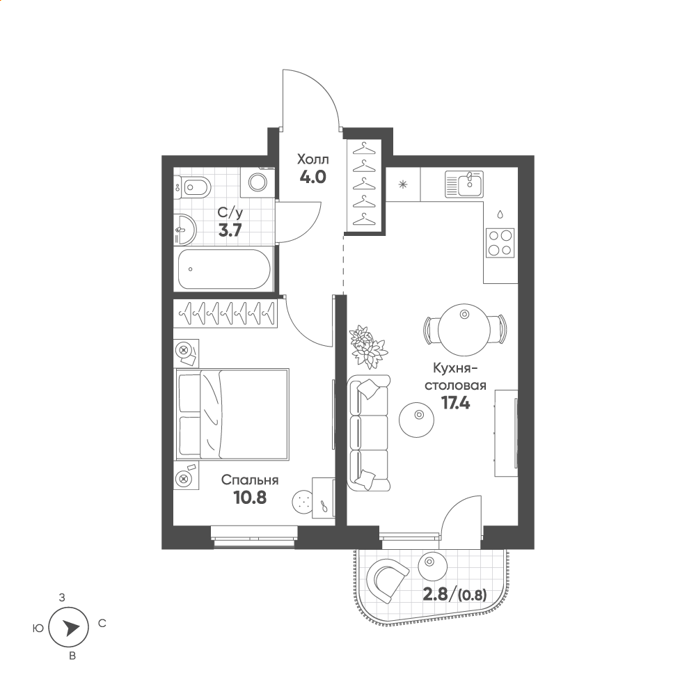 План с мебелью