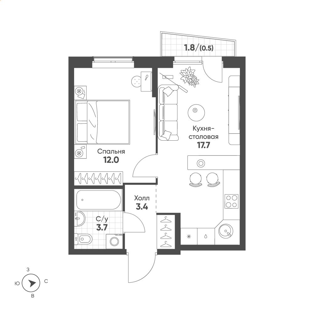 План с мебелью