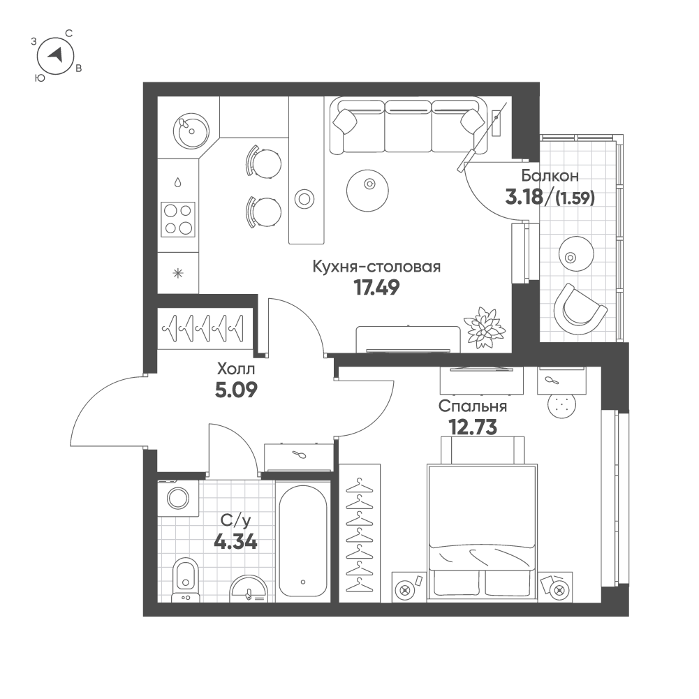 План с мебелью