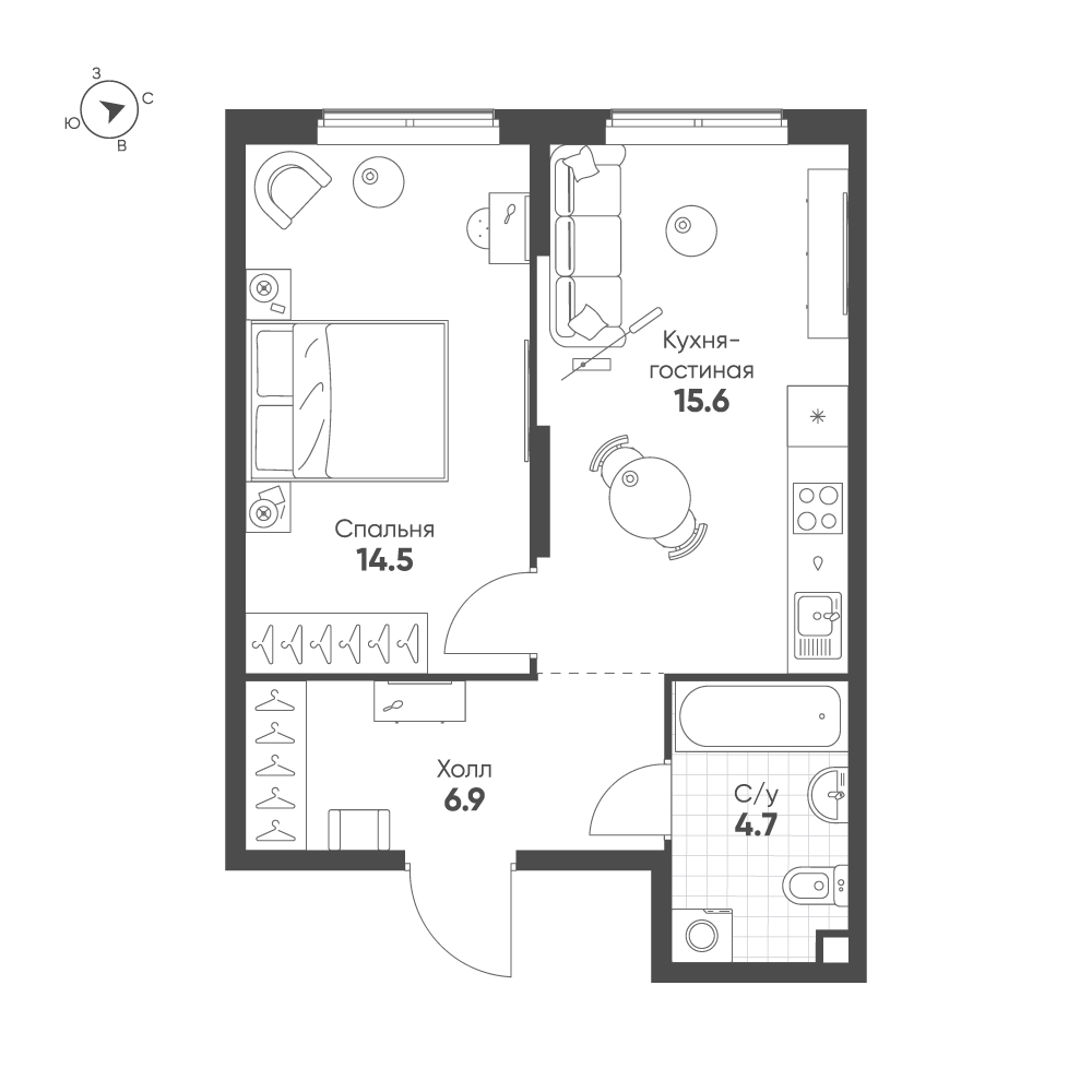 План с мебелью