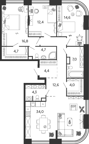 План с мебелью
