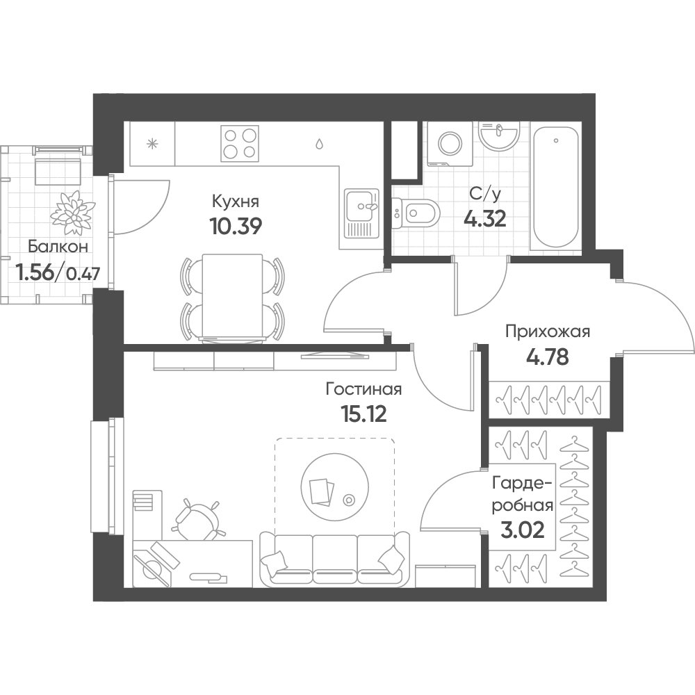 План с мебелью