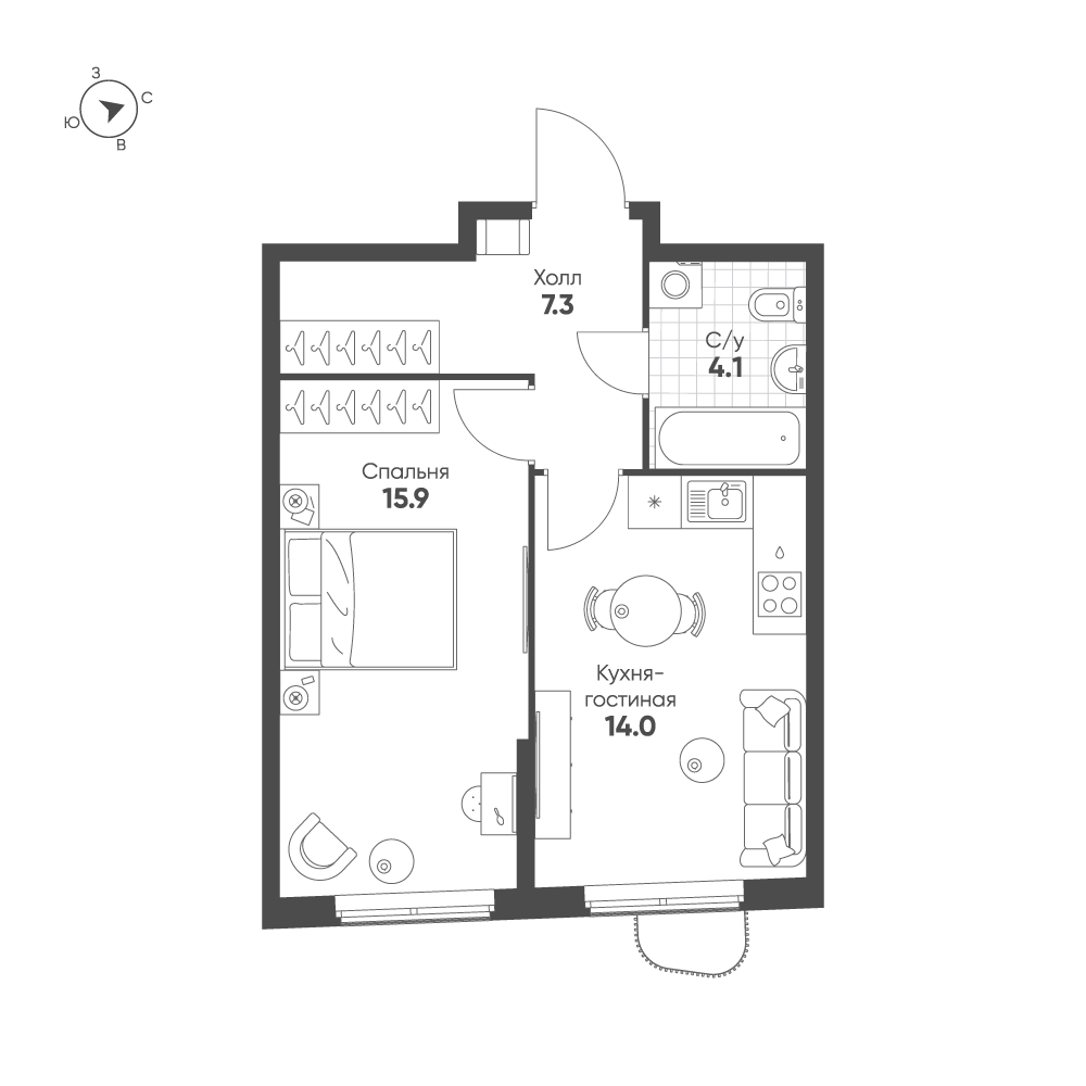 План с мебелью