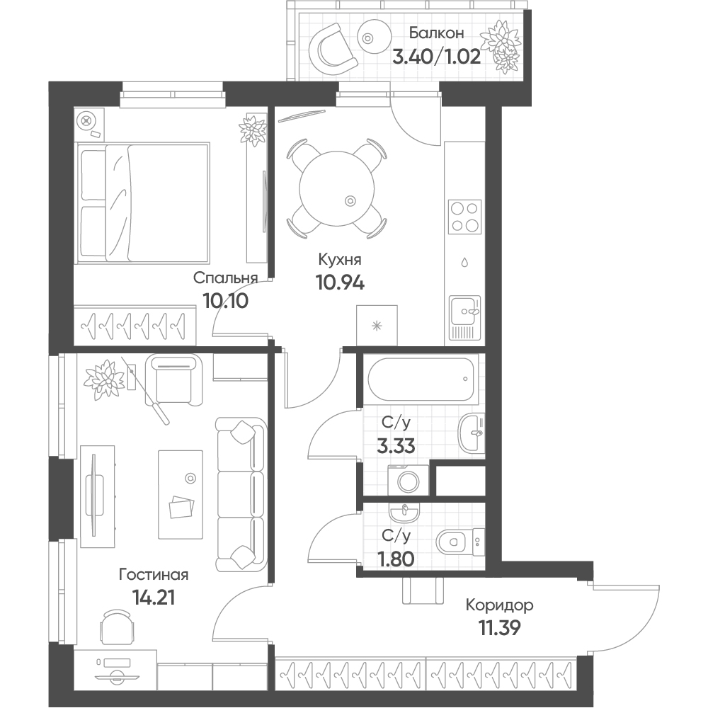 План с мебелью