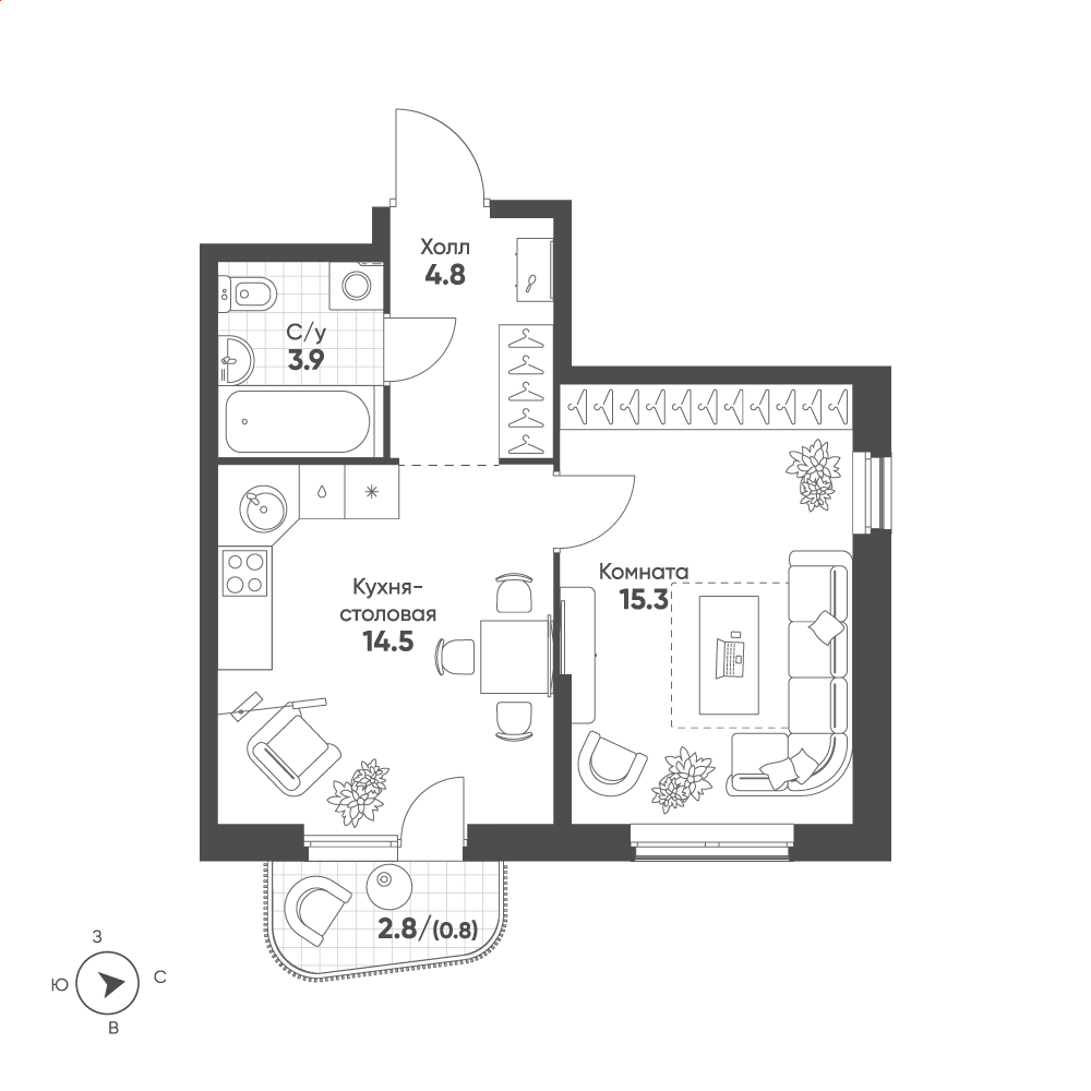 План с мебелью