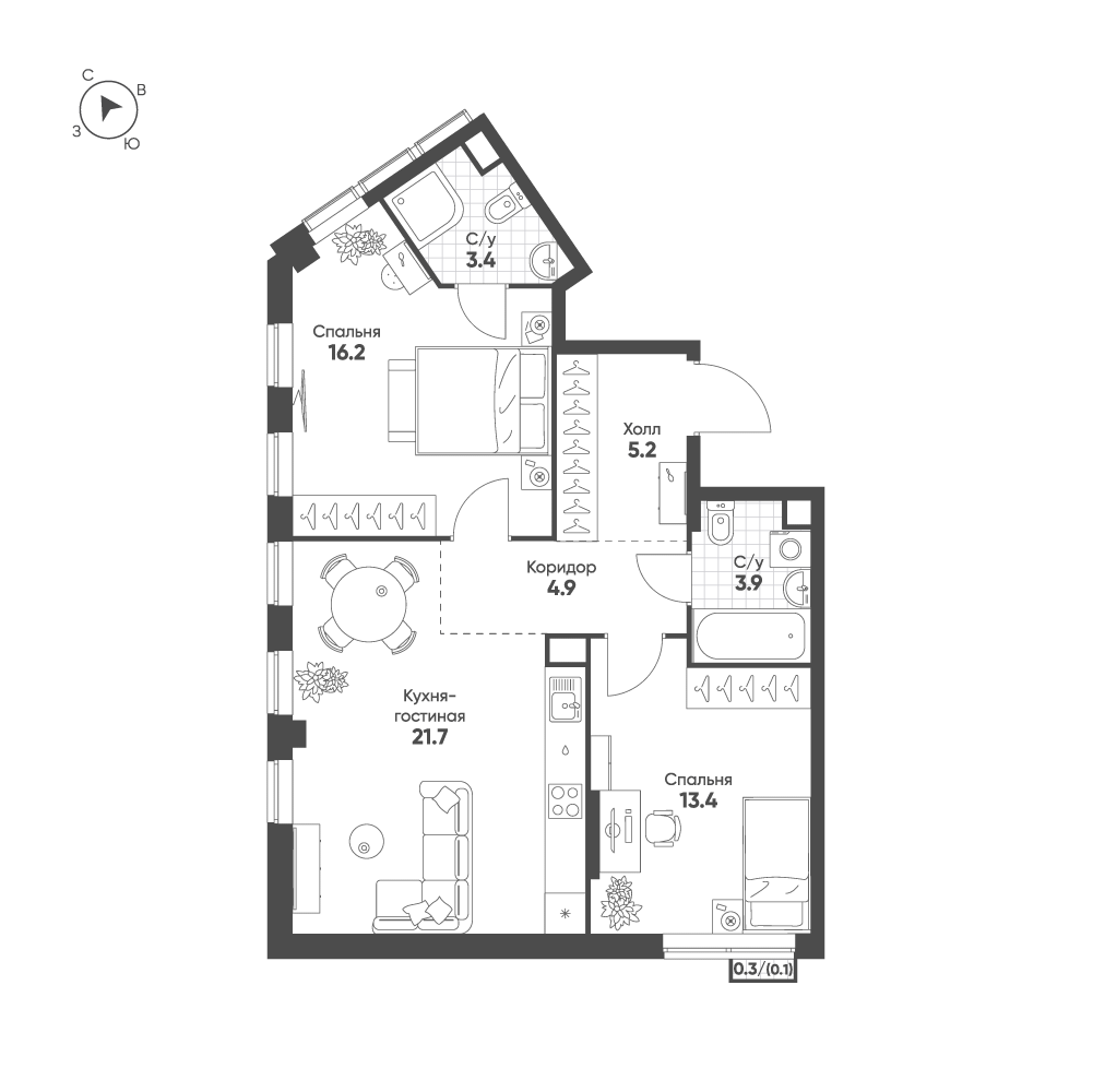 План с мебелью