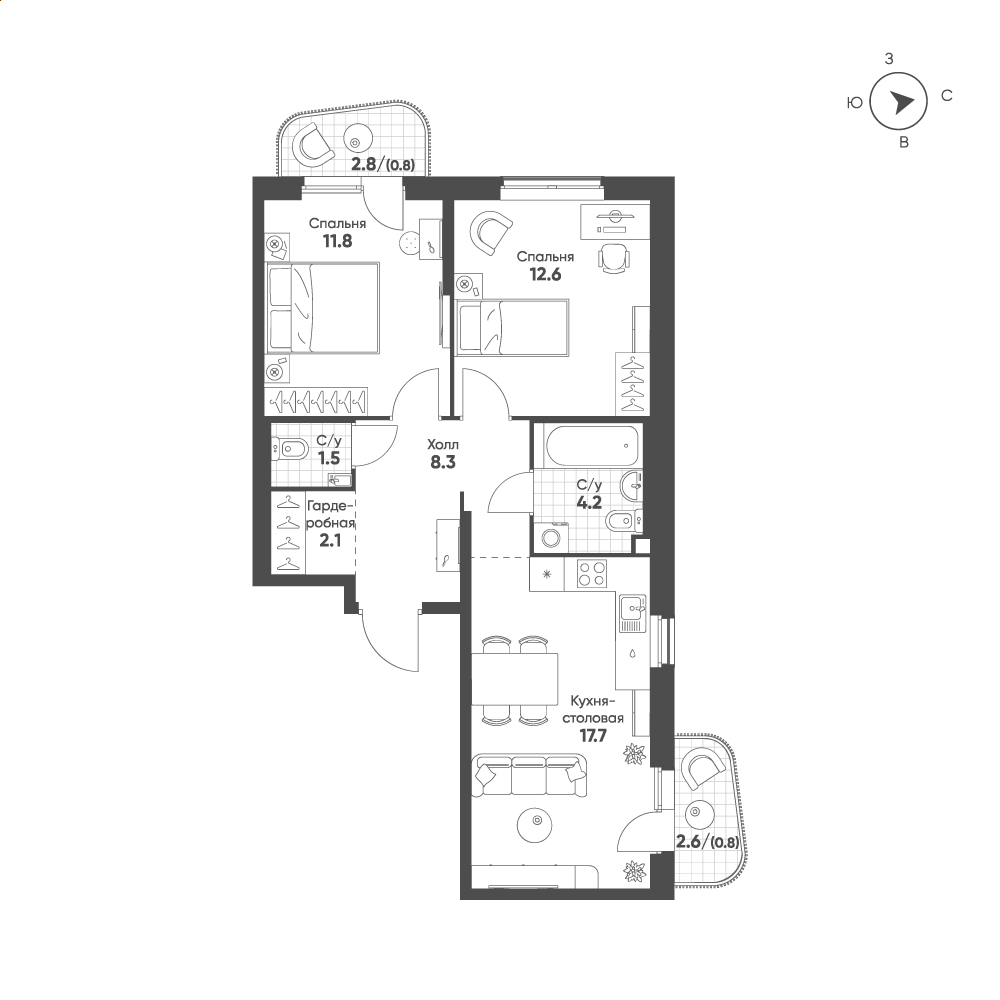 План с мебелью