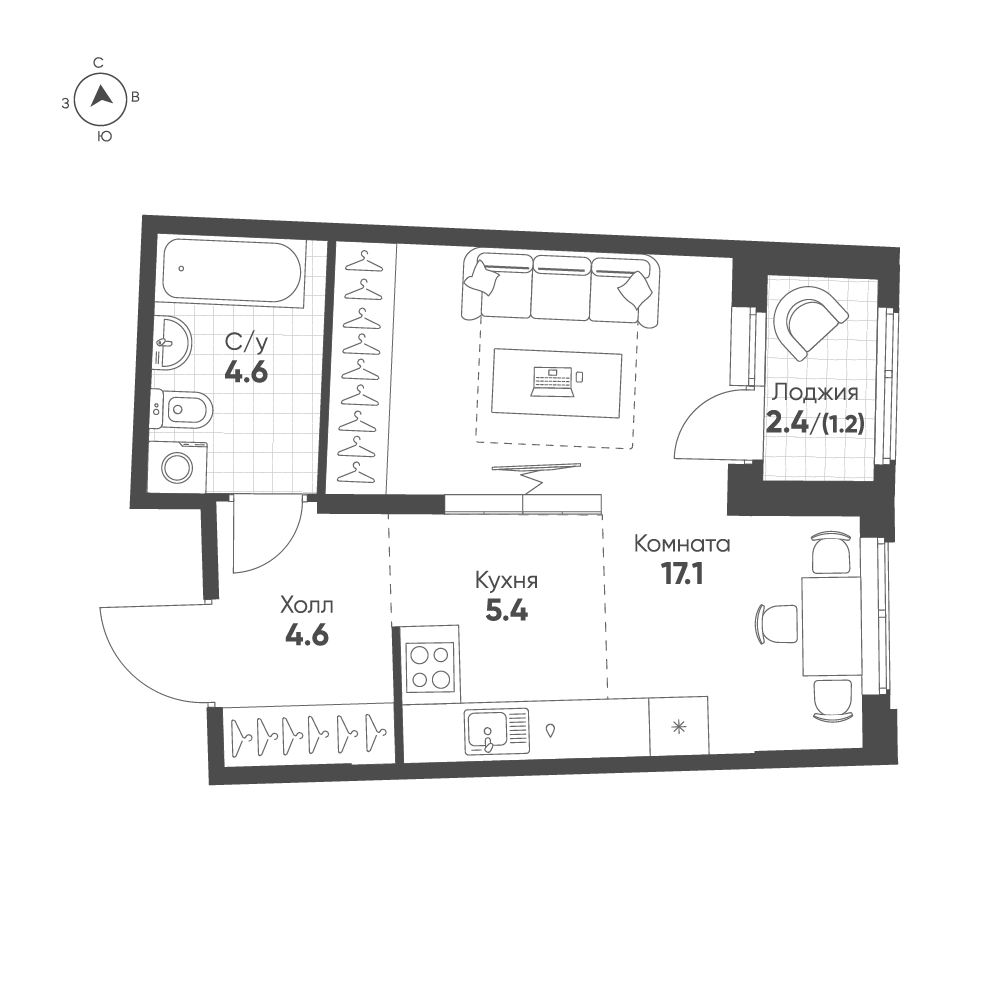 План с мебелью