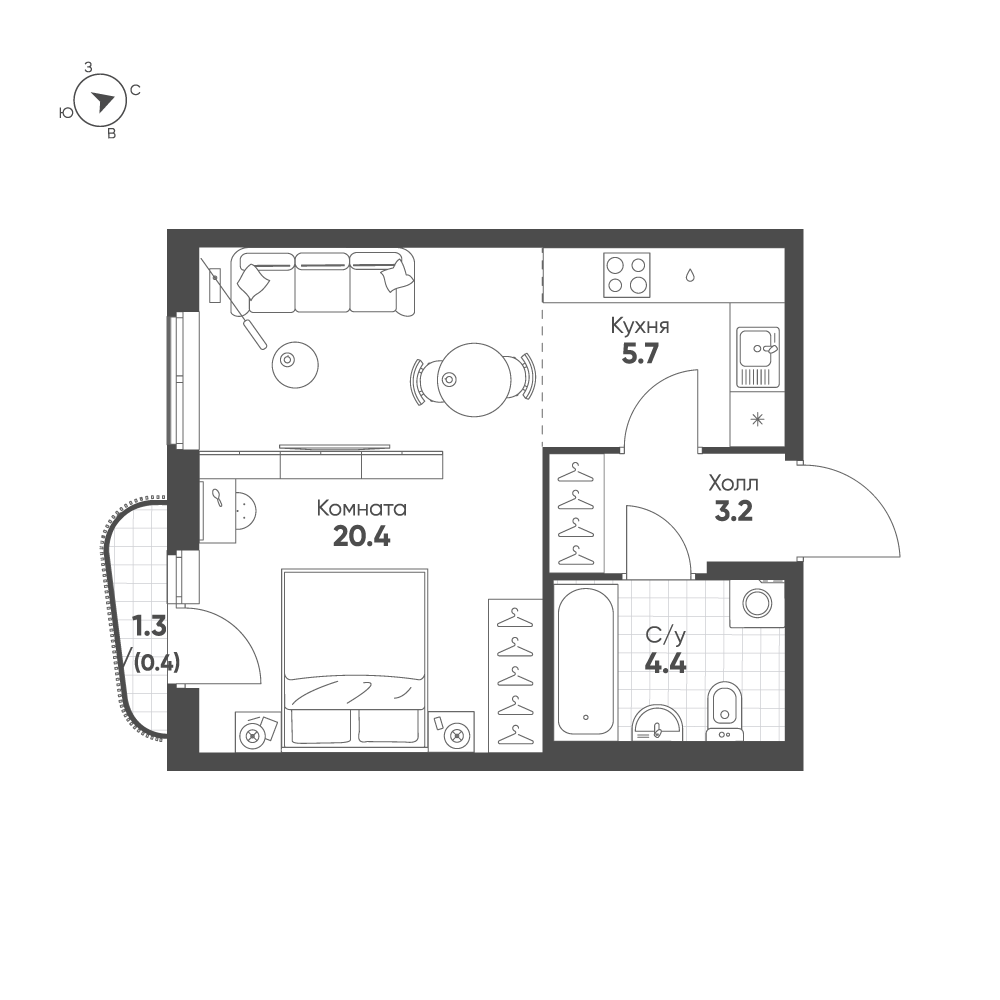 План с мебелью