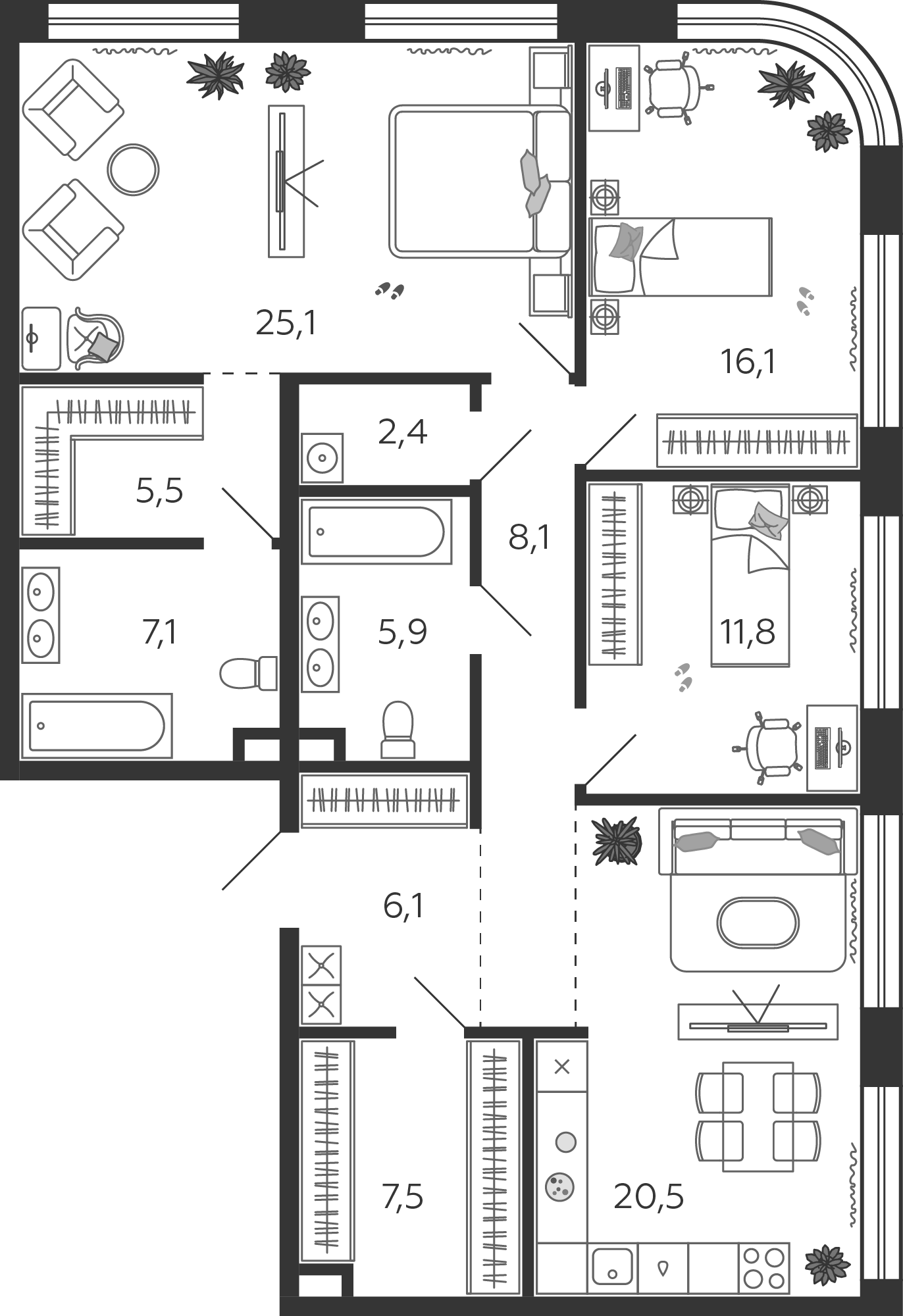 План с мебелью