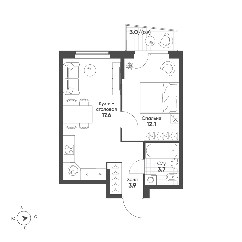 План с мебелью