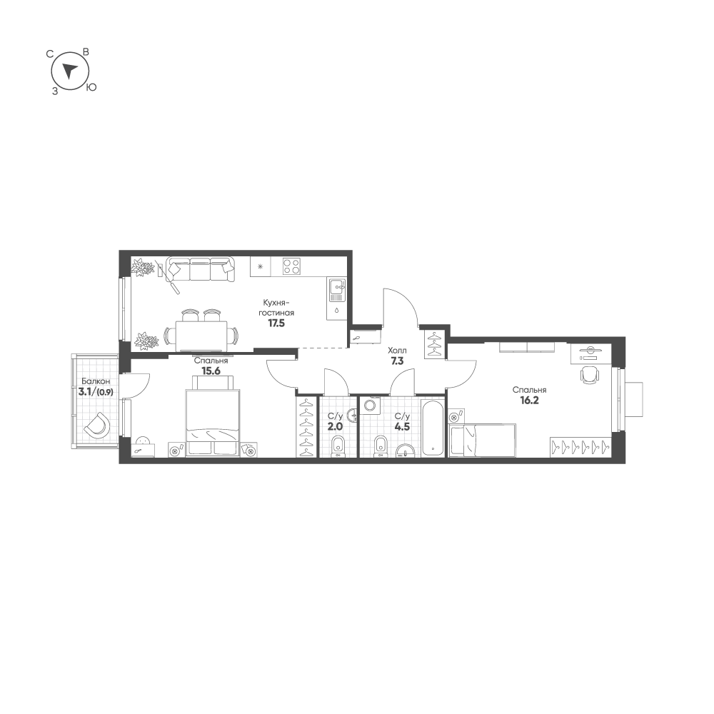 План с мебелью