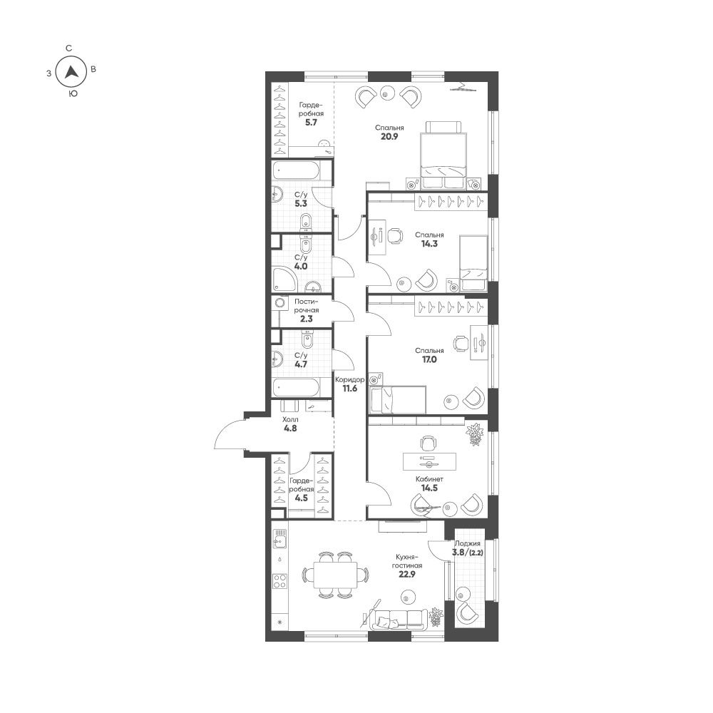 План с мебелью