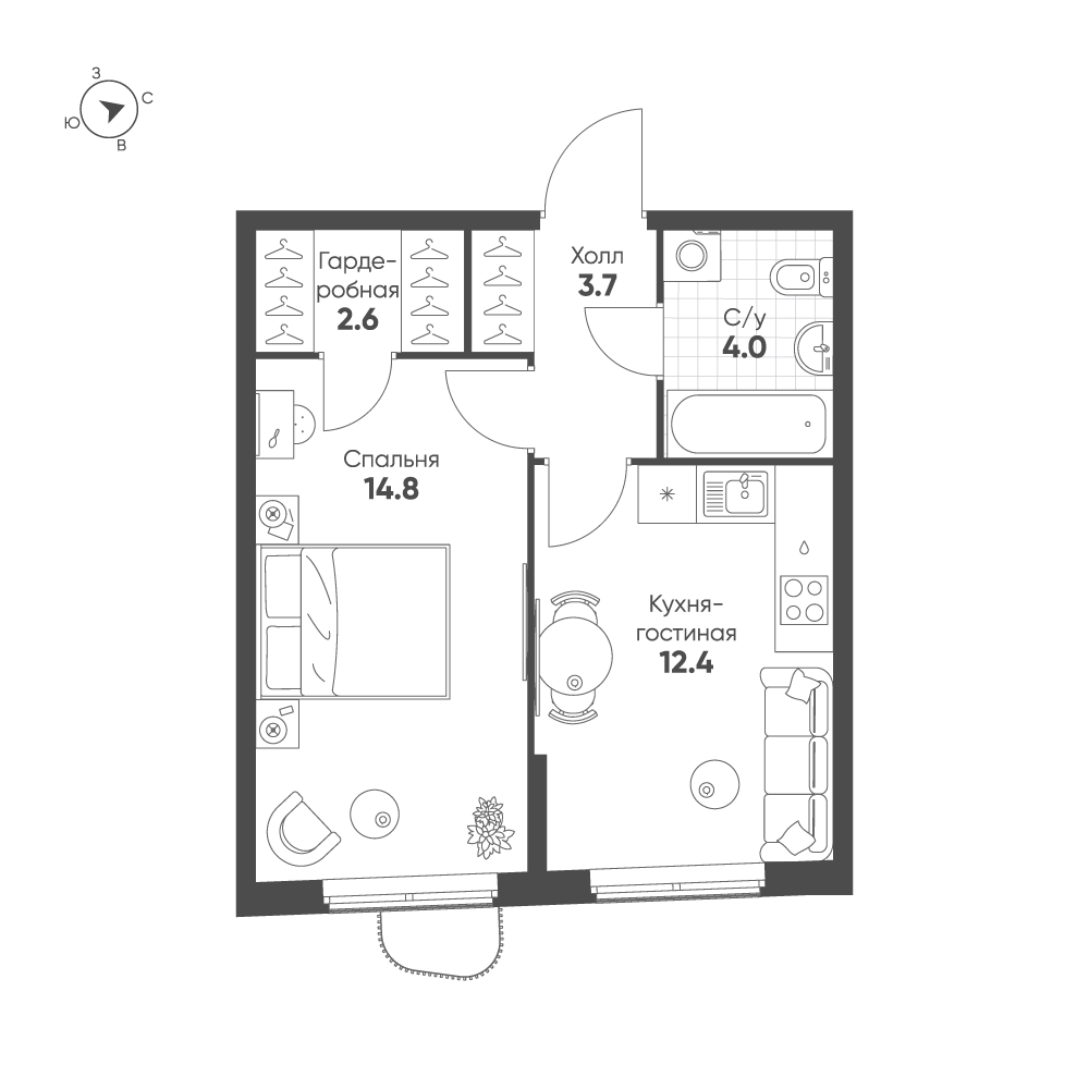 План с мебелью