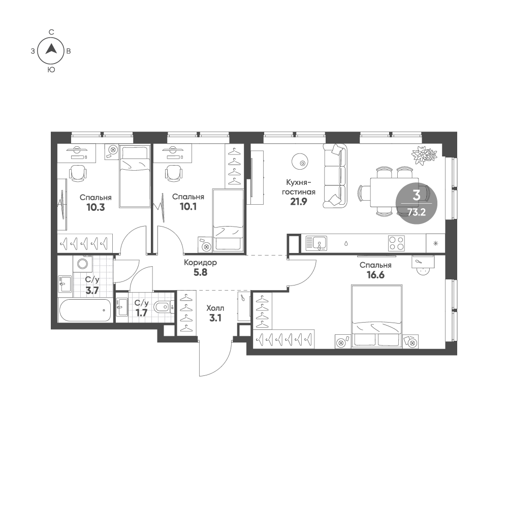 План с мебелью