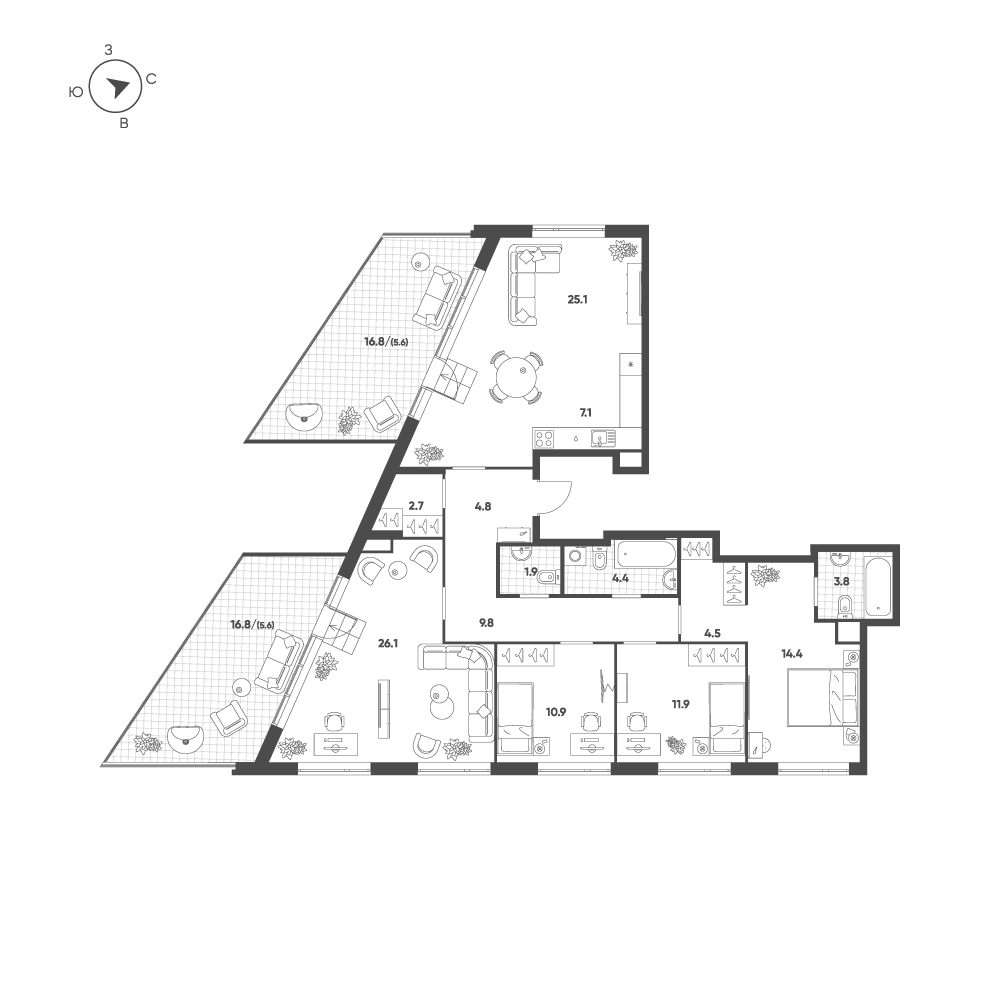 План с мебелью