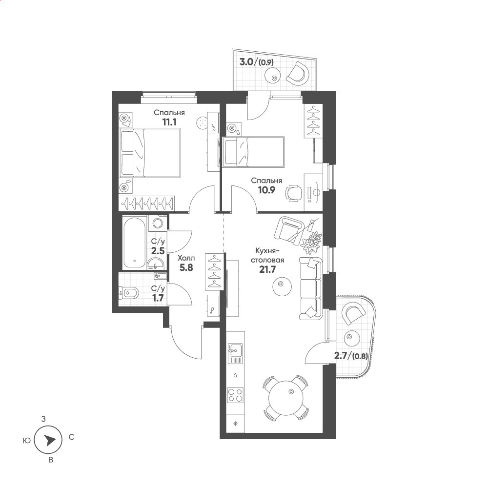 План с мебелью