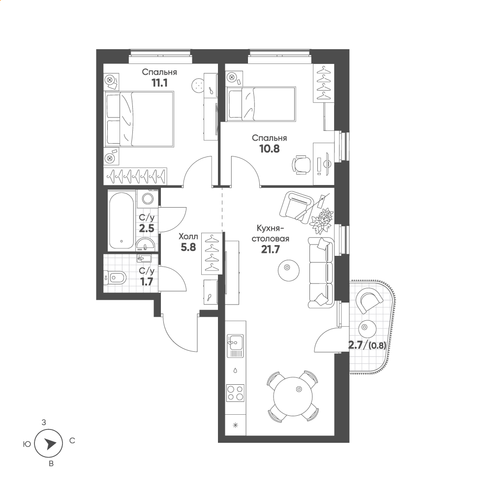 План с мебелью